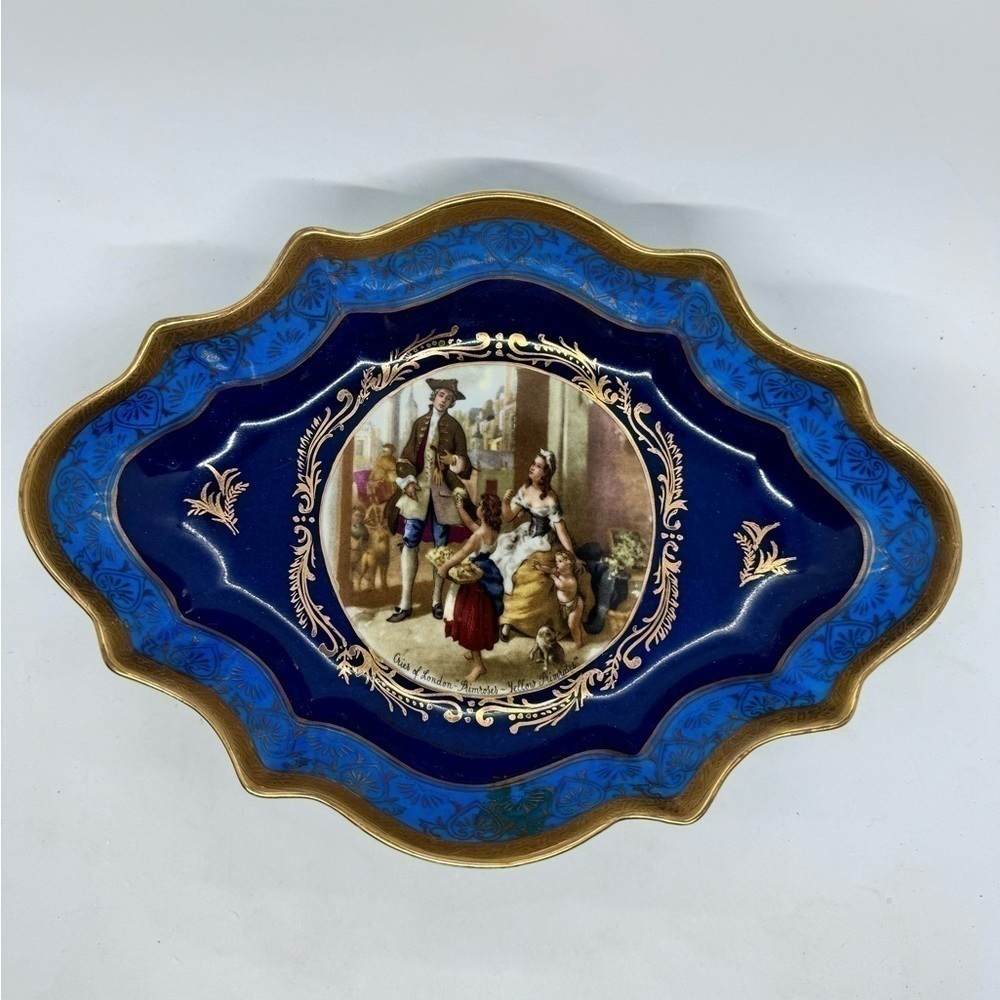 Vintage Cobalt Blue Royal Vienna Style Bowl- Cries of London “Primroses”